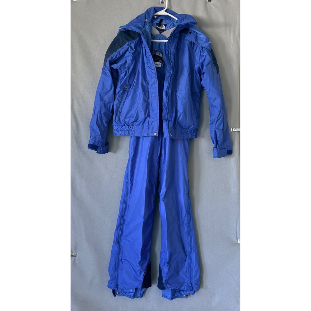 North Face Extreme Gore-Tex Ski Suit Jacket Bibs Blue Vintage Kids Youth 8 USA